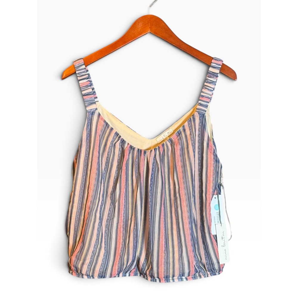 Nine Britton Tank Top Womens Large Multi Stripe V-Neck Sleeveless Stitch Fix NEW